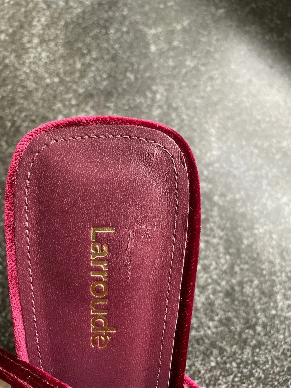 NWOT Larroude Size 7 Ines Wine Velvet Slingback Pointed-Toe Heels Burgundy